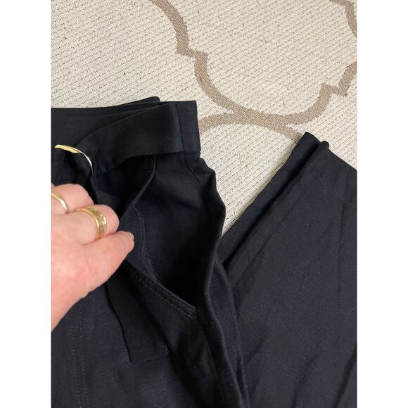 Ann Taylor The Petite Belted Ankle Linen Blend Black Pants, Size 4P - Picture 15 of 15